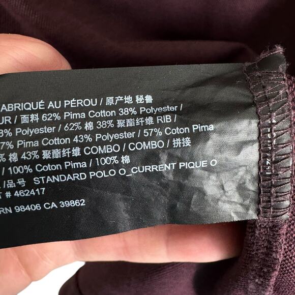 Theory Bron Burgundy Pima Cotton Blend Collared Short Sleeve Light Men's Polo M - Picture 5 of 6